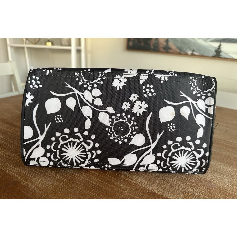 Thirty One Black & White Floral Cosmetic Bag Organizer Pouch Plastic Lined - Picture 8 of 9